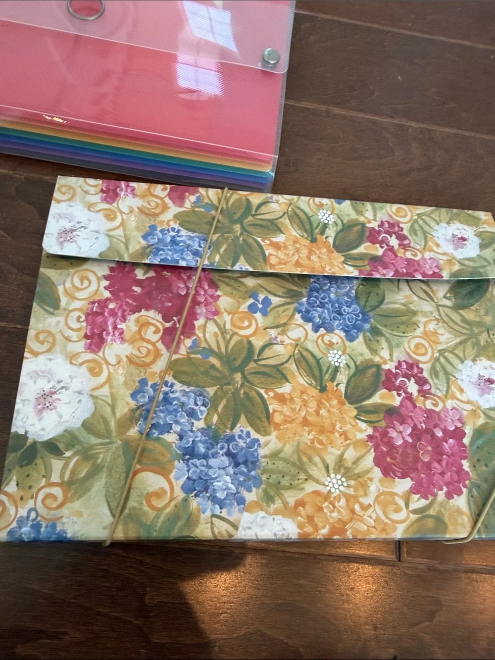 Colorful Accordion File Organizer Set with Floral Document Envelope container st